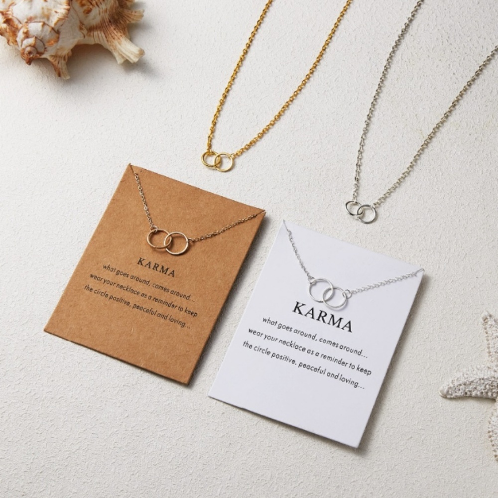 Karma Boho Indie Layering Gold Charm Necklace - Picture 5 of 8